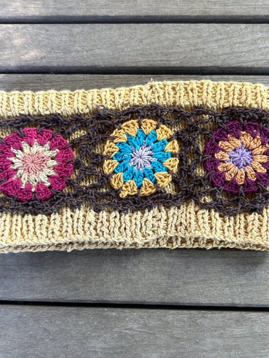 Handmade in Nepal Colorful Floral 100% Cotton Crochet Headband main image 6